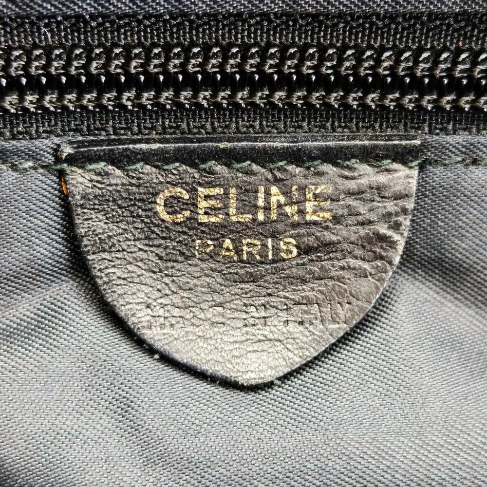 Vintage Celine Paris Black Nylon Leather Trim Tote Handbag Italy
